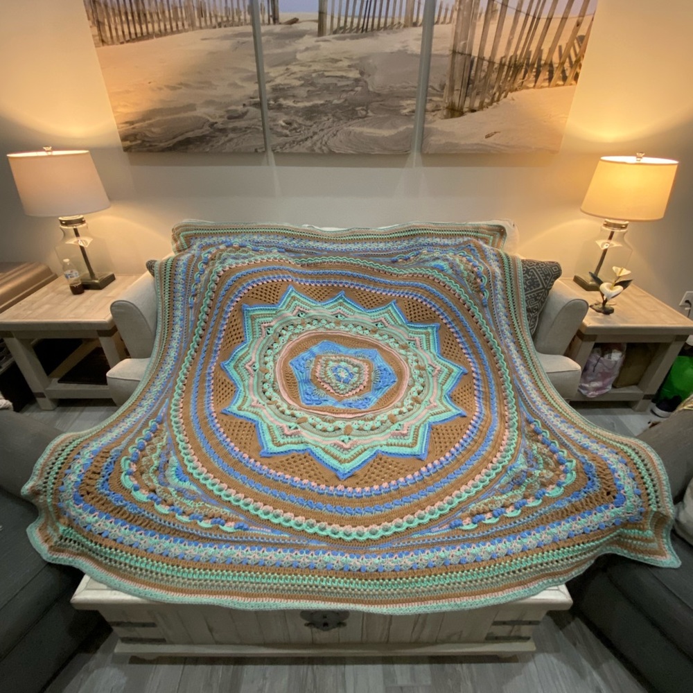 HANDMADE crocheted afghan.